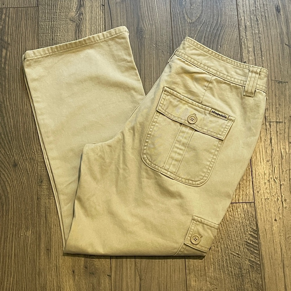 Aeropostale Vintage Y2K Khaki Tan Cargo Pants Women 5/6 Straight Leg Utility